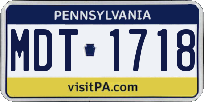 PA license plate MDT1718