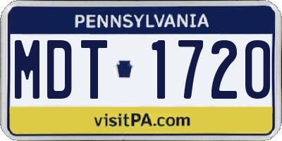PA license plate MDT1720