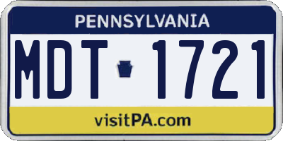PA license plate MDT1721