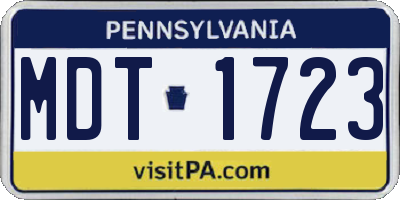 PA license plate MDT1723