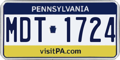 PA license plate MDT1724