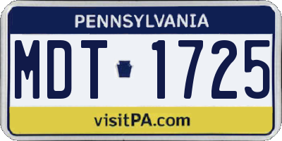PA license plate MDT1725