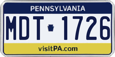 PA license plate MDT1726