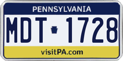 PA license plate MDT1728