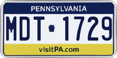 PA license plate MDT1729