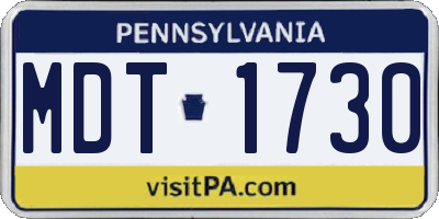 PA license plate MDT1730