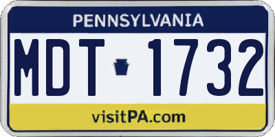 PA license plate MDT1732