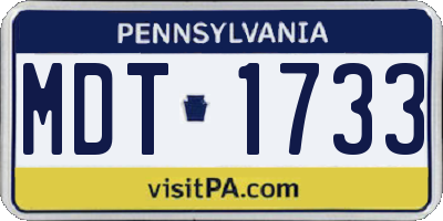 PA license plate MDT1733
