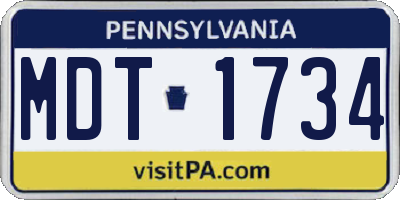 PA license plate MDT1734