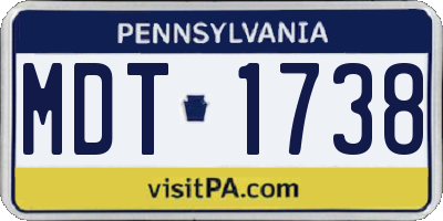 PA license plate MDT1738