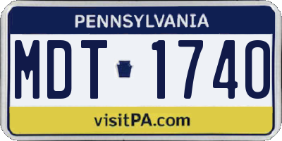 PA license plate MDT1740