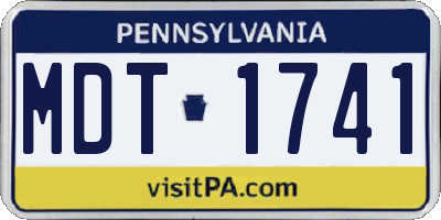 PA license plate MDT1741