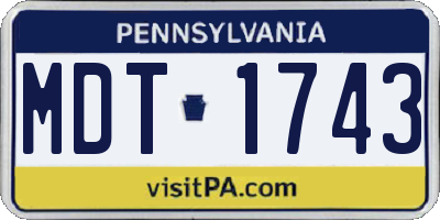 PA license plate MDT1743