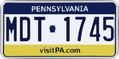 PA license plate MDT1745