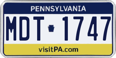 PA license plate MDT1747