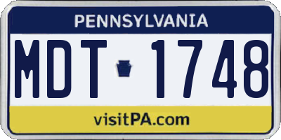 PA license plate MDT1748