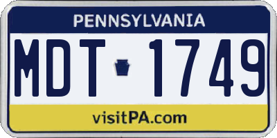 PA license plate MDT1749
