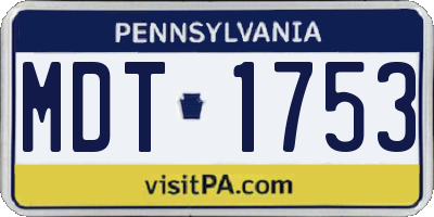 PA license plate MDT1753