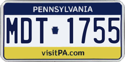 PA license plate MDT1755