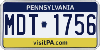 PA license plate MDT1756