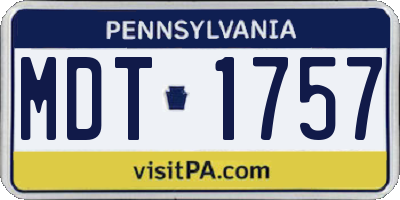 PA license plate MDT1757