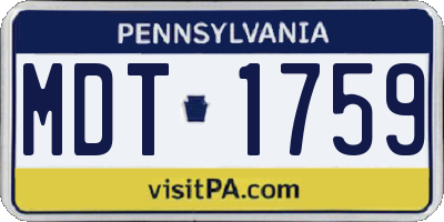 PA license plate MDT1759