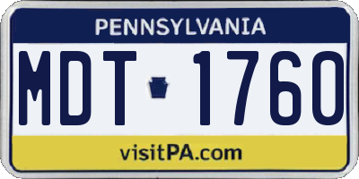 PA license plate MDT1760