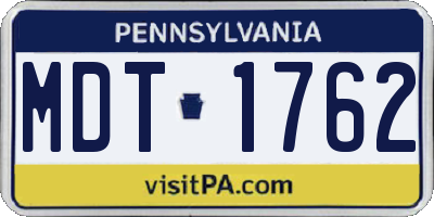 PA license plate MDT1762