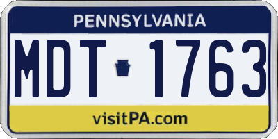 PA license plate MDT1763