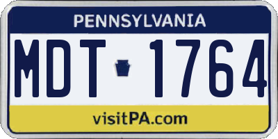PA license plate MDT1764
