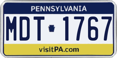 PA license plate MDT1767