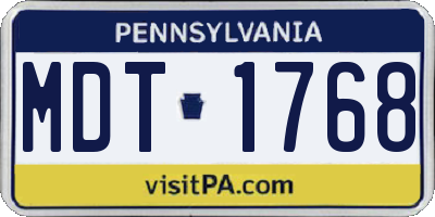PA license plate MDT1768