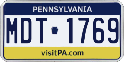 PA license plate MDT1769