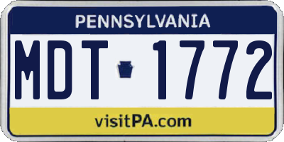 PA license plate MDT1772