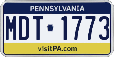 PA license plate MDT1773