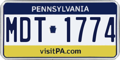 PA license plate MDT1774