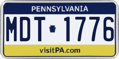 PA license plate MDT1776