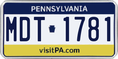 PA license plate MDT1781