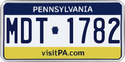 PA license plate MDT1782