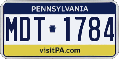 PA license plate MDT1784