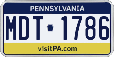 PA license plate MDT1786