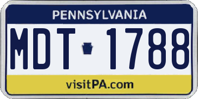 PA license plate MDT1788