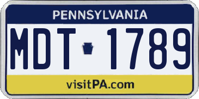 PA license plate MDT1789