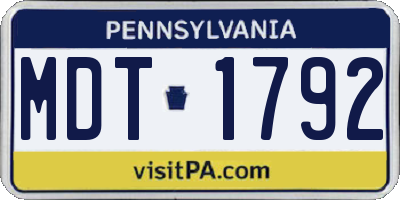 PA license plate MDT1792