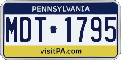 PA license plate MDT1795