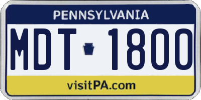PA license plate MDT1800