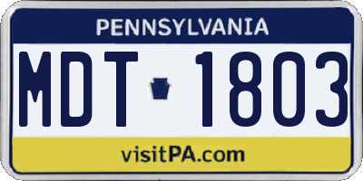 PA license plate MDT1803