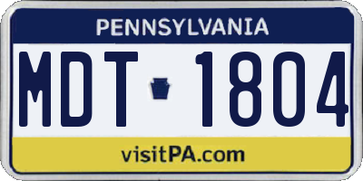 PA license plate MDT1804