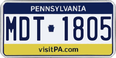 PA license plate MDT1805
