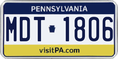 PA license plate MDT1806